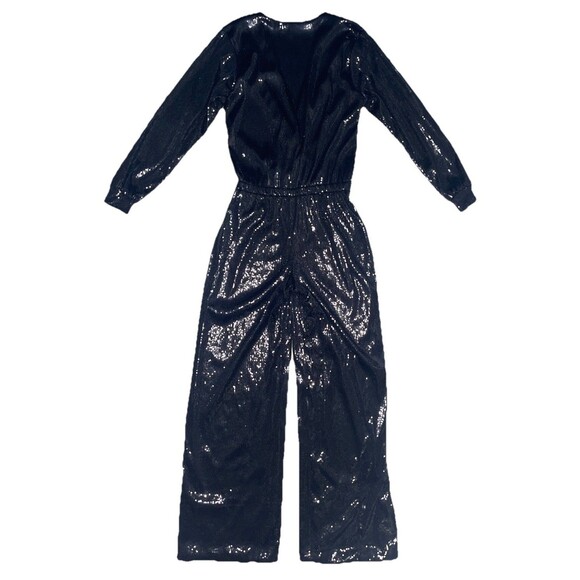 Ripley Rader Black Sequin Jumpsuit Women’s XS Faux Wrap Elegant - Picture 4 of 10